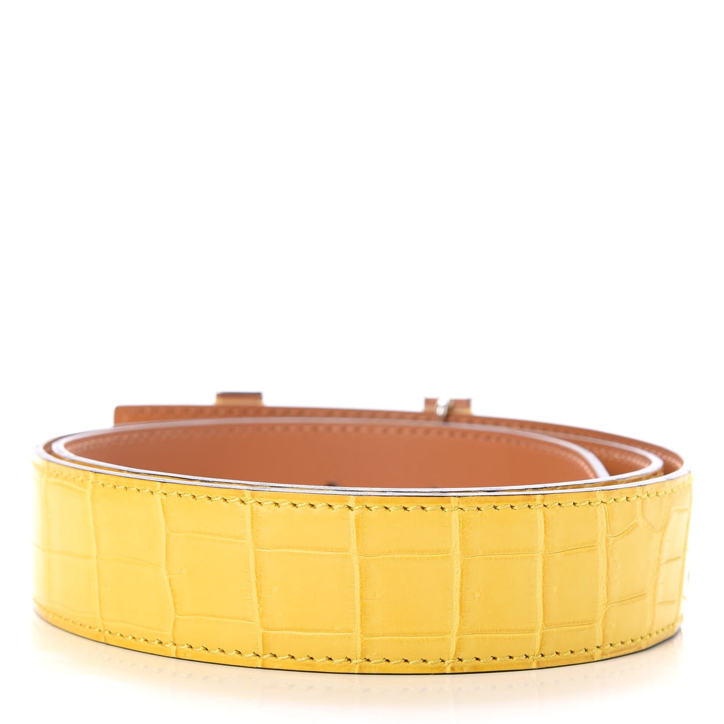 Shiny Porosus Crocodile 32mm Enamel Quizz H Belt 80 Mimosa