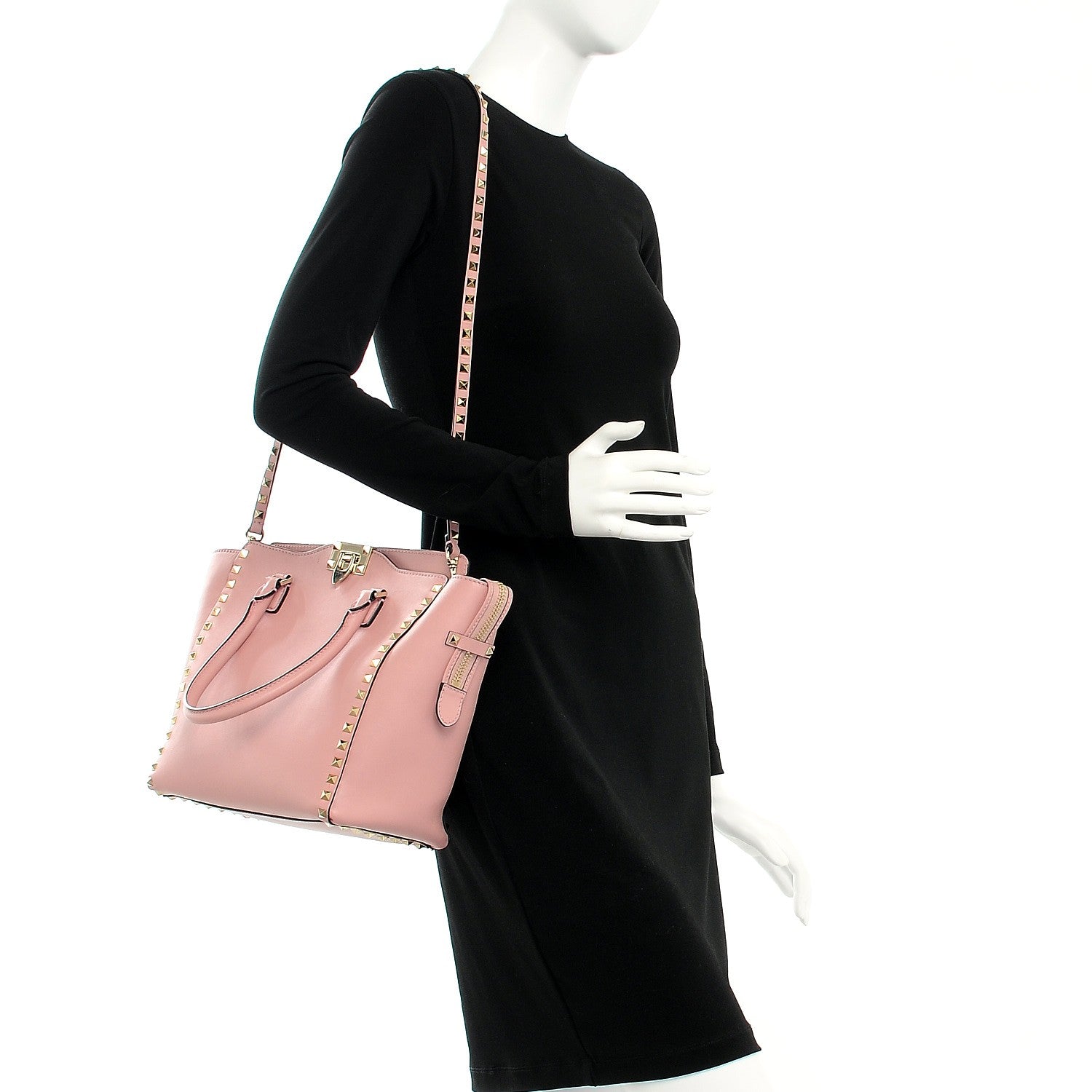 Valentino Garavani Vitello Rockstud Double Handle Tote Pop Gardenia 2 of 11