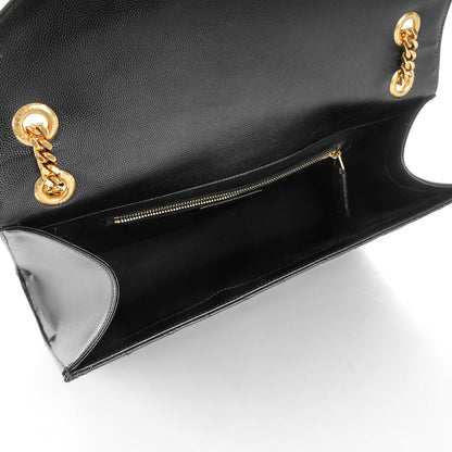 Saint Laurent Grain De Poudre Matelasse Chevron Large Monogram Satchel Black 5 of 8
