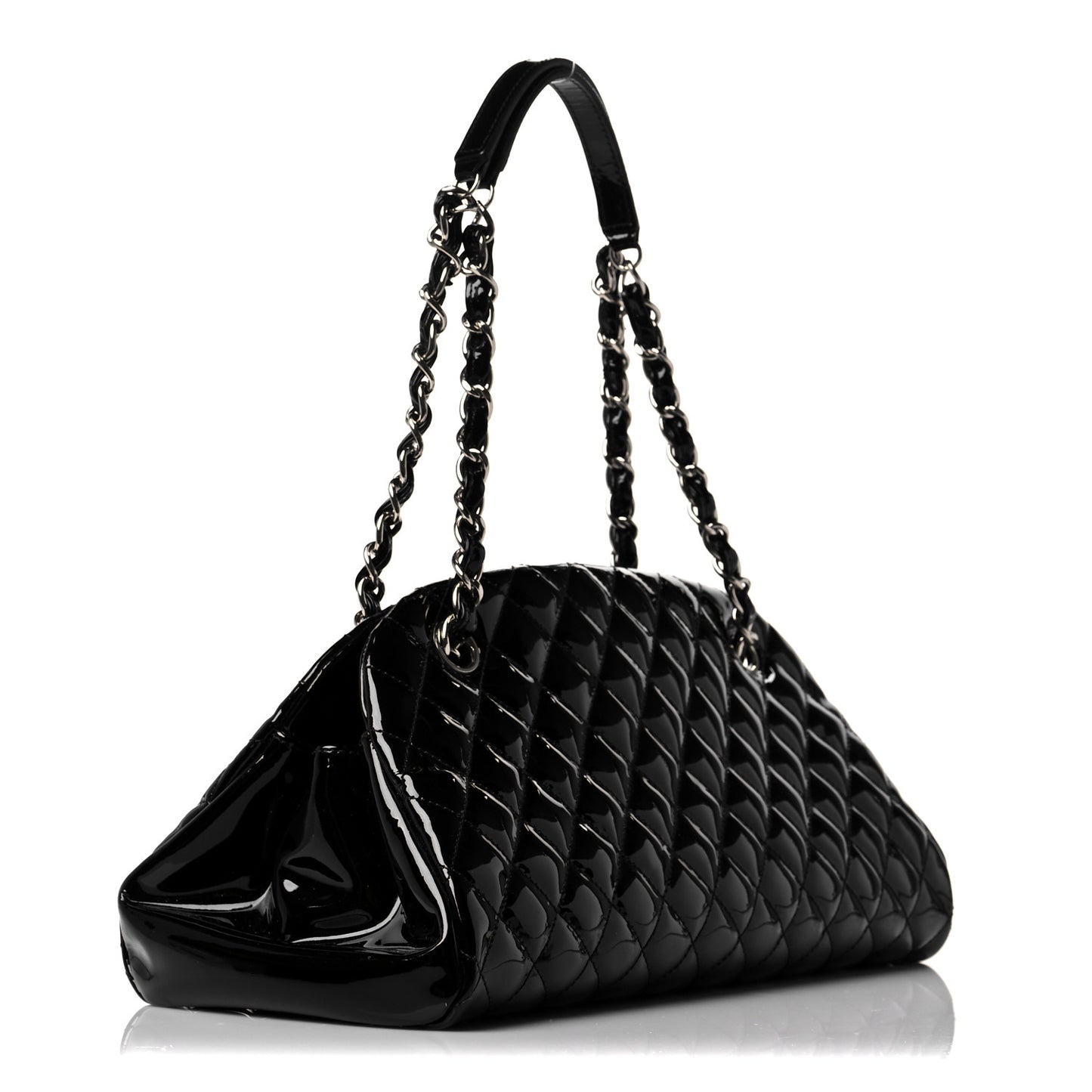 Patent Quilted Medium Just Mademoiselle Bowling Bag Black