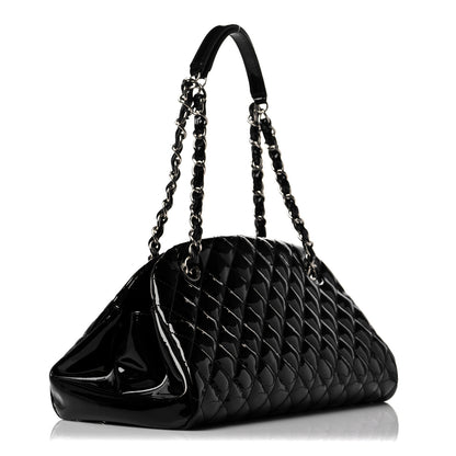 Chanel Patent Quilted Medium Just Mademoiselle Bowling Bag Black 3 of 9