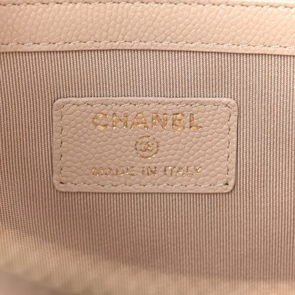 Chanel Caviar Chevron Quilted Medium Zip Pouch Light Beige 6 of 10