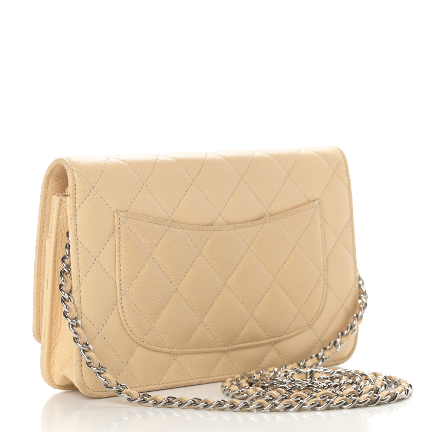 Caviar Quilted Wallet On Chain WOC Beige