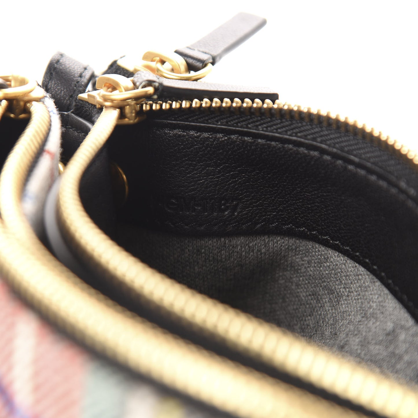 Tartan Felt Plaid Small Trio Crossbody Bag Red Blue
