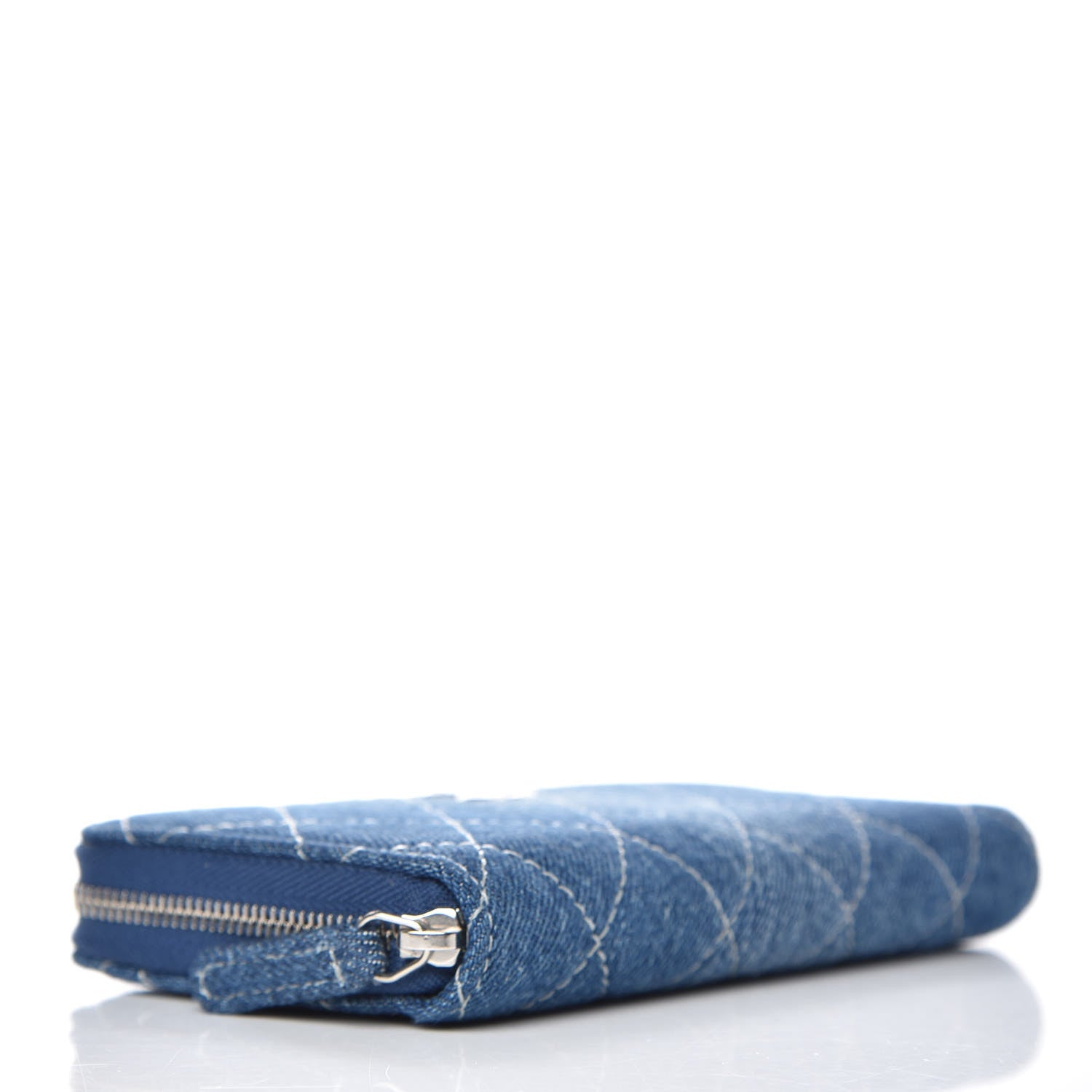 Chanel Denim Quilted Medium Zip Wallet Blue 5 of 11