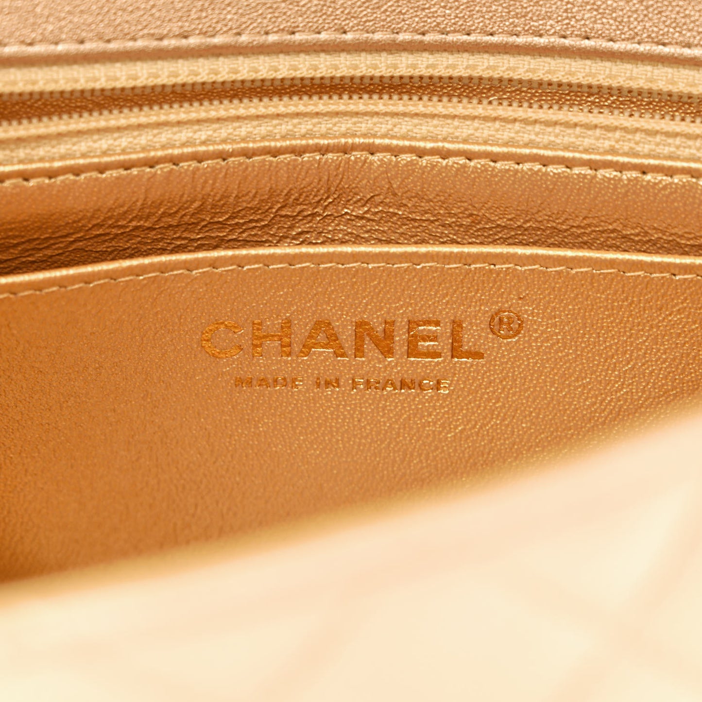 Metallic Lambskin Quilted Mini Rectangular Flap Gold