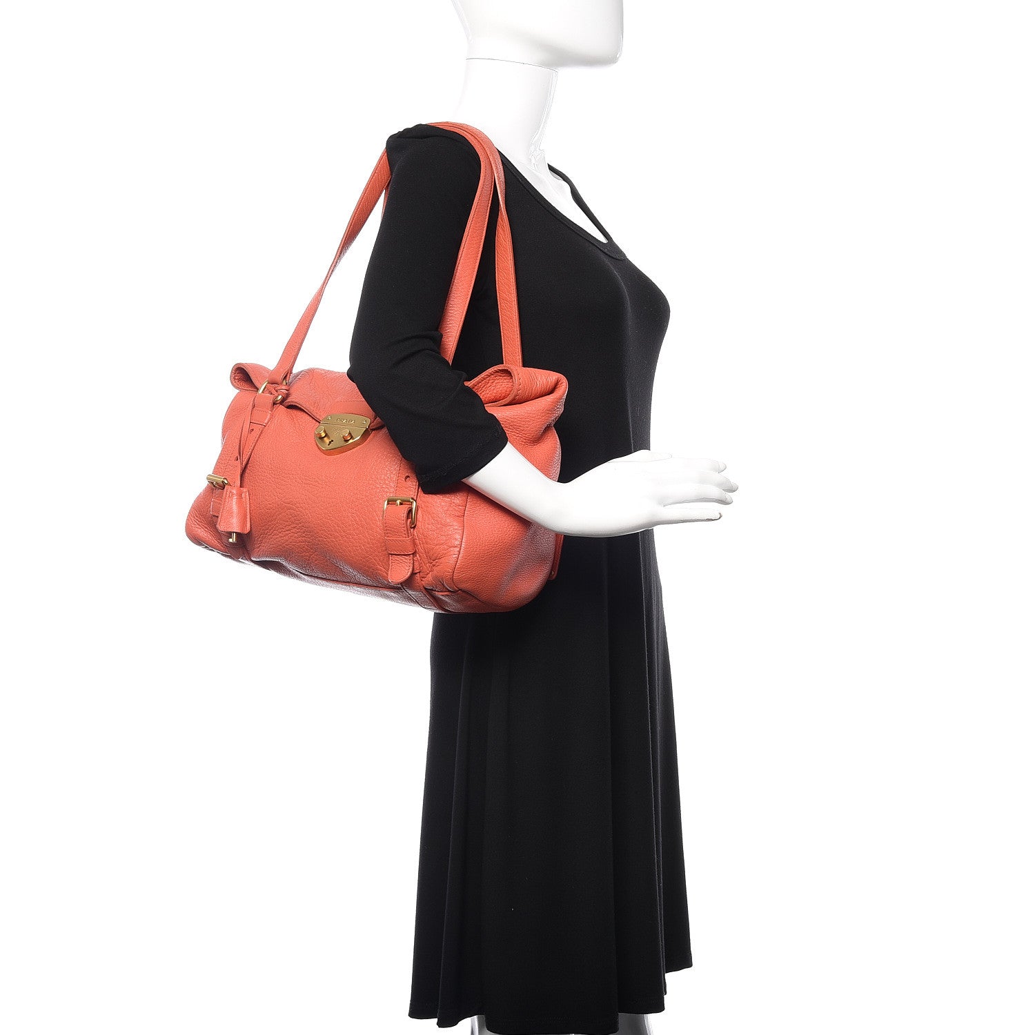 Prada Cervo Antik Easy A Foldover Pushlock Satchel Corallo 2 of 16