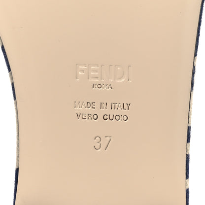 Fendi Pequin Tessuto Jacquard Logo Flat Slide Sandals 37 Beige Midnight 8 of 10