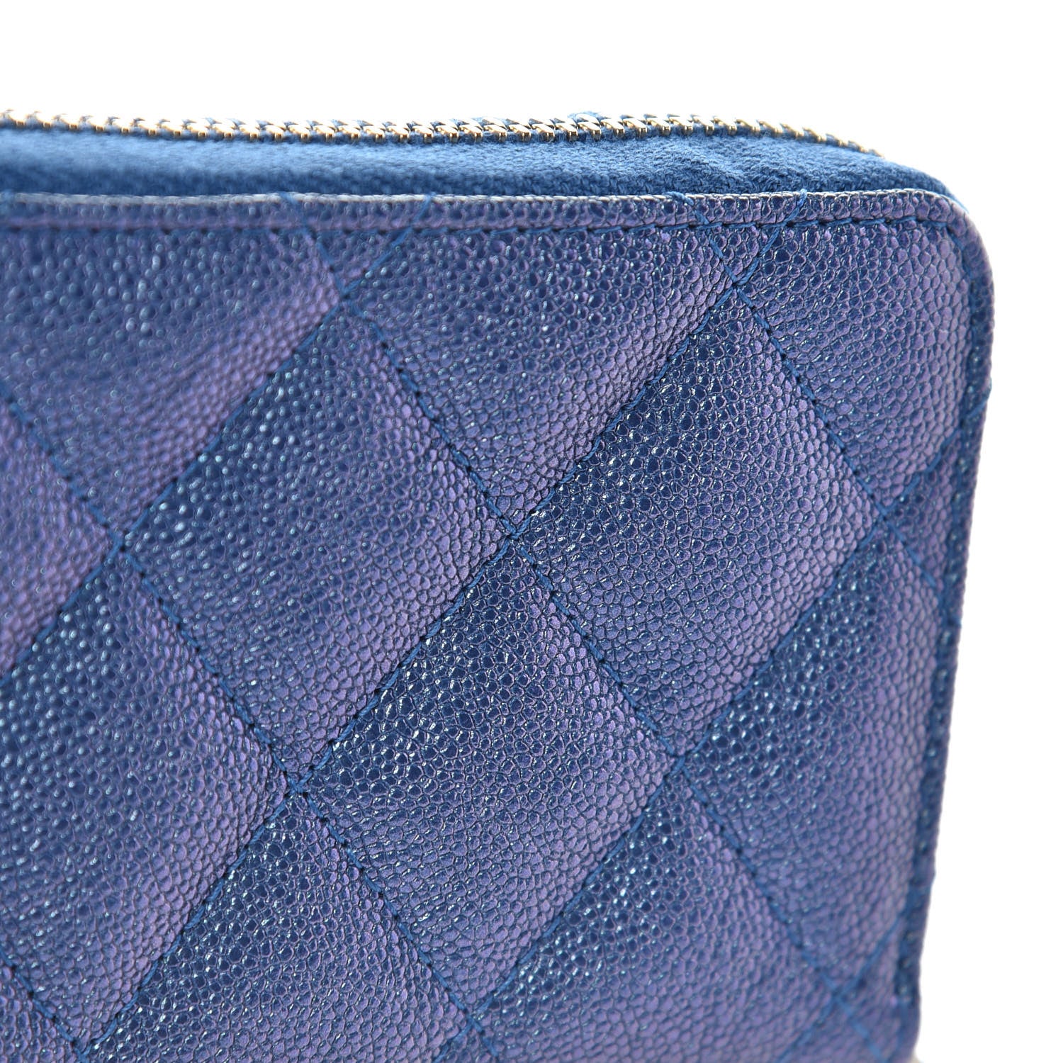 Chanel Metallic Caviar Quilted Zip Coin Purse Dark Blue 8 of 9