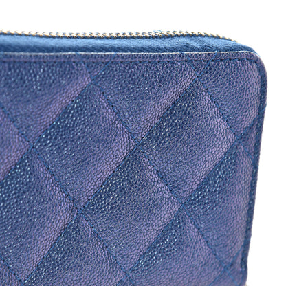 Chanel Metallic Caviar Quilted Zip Coin Purse Dark Blue 8 of 9