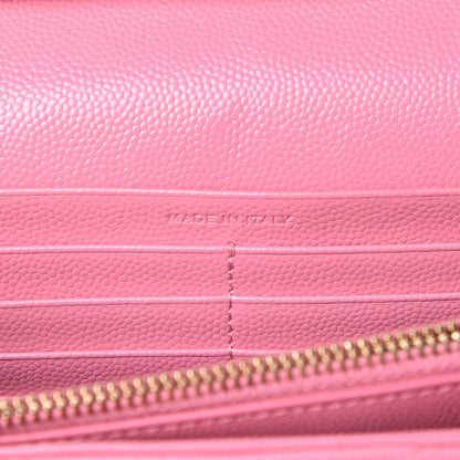 Saint Laurent Grain De Poudre Matelasse Chevron Monogram Chain Wallet Indian Pink 7 of 10