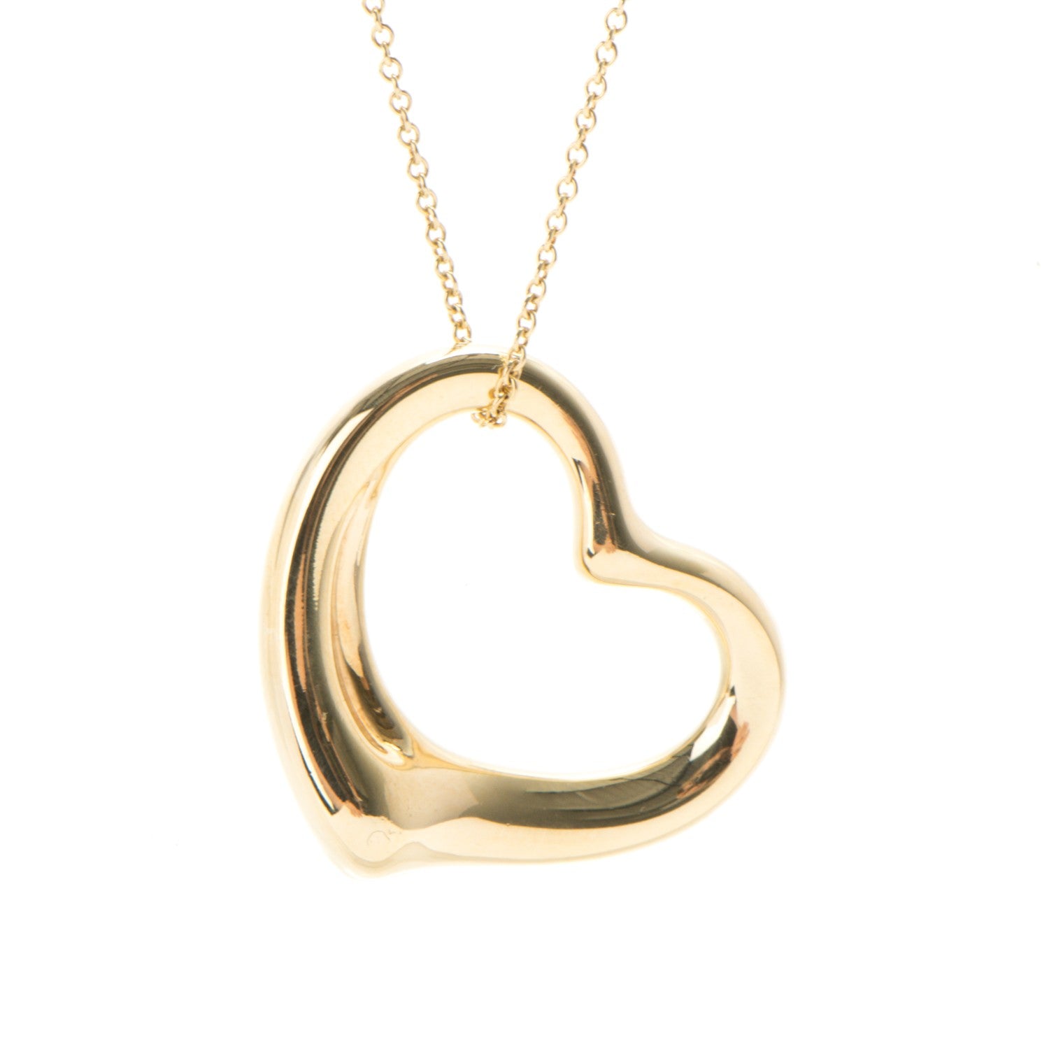 Tiffany 18K Yellow Gold Elsa Peretti Medium Open Heart Pendant Necklace 3 of 7