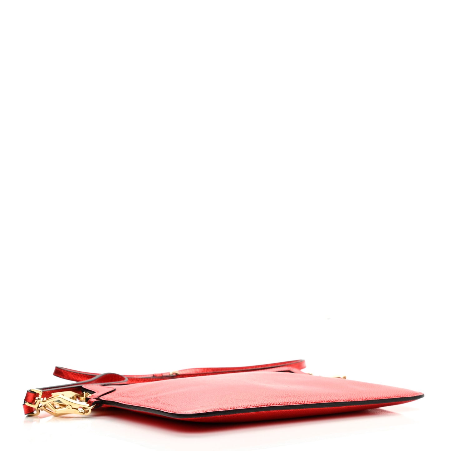 Metallic Grainy Calfskin Crossbody Bag Red
