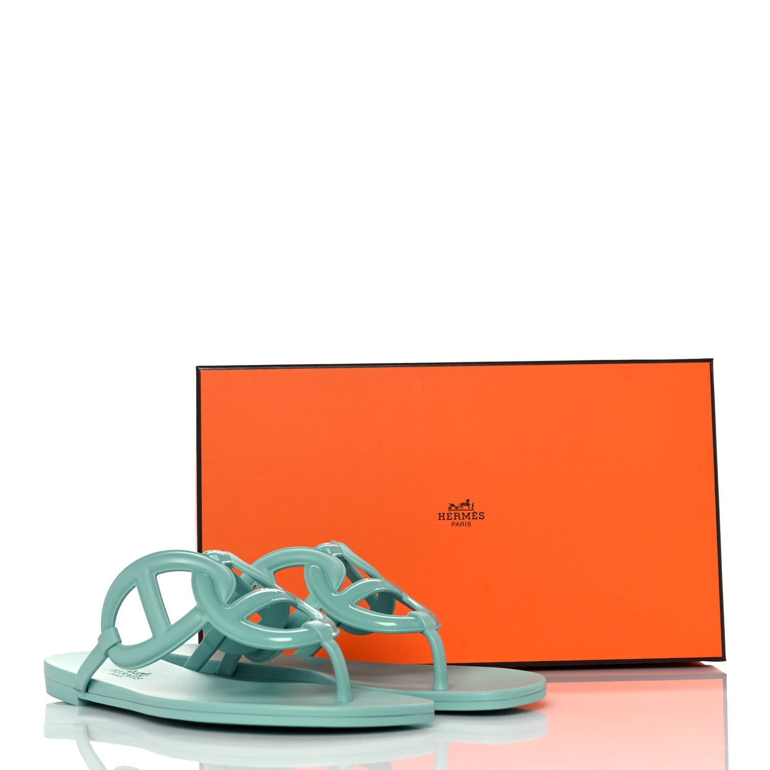 Hermes Rubber Womens Egerie Sandals 38 Vert Embrun 9 of 9