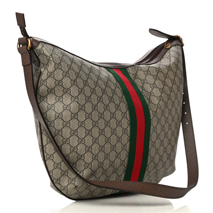 Gucci GG Supreme Monogram Web Ophidia Half Moon Hobo Brown 3 of 13