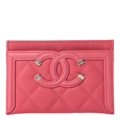Chanel Caviar Quilted Filigree Card Holder Pink 1 of 11