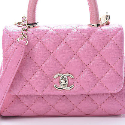 Chanel Caviar Quilted Lizard Embossed Extra Mini Coco Handle Flap Pink 8 of 10