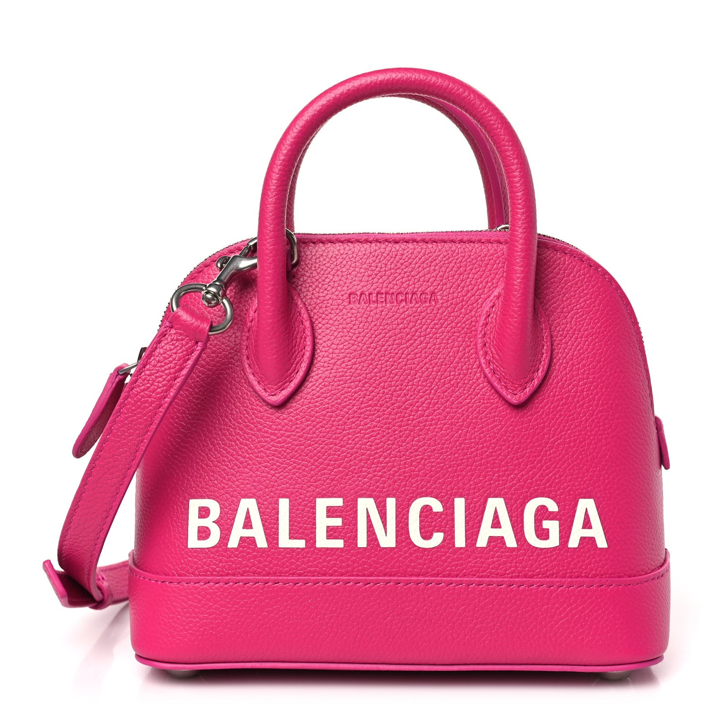 Grained Calfskin Logo XXS Ville Top Handle Bag Violet White