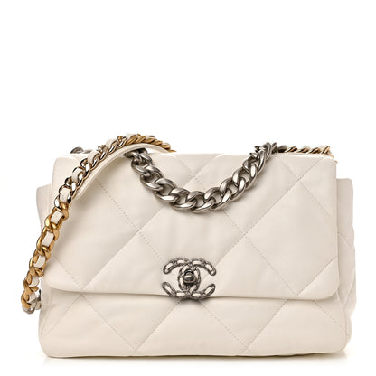 Chanel Goatskin Quilted Large Chanel 19 Flap White 1 of 10