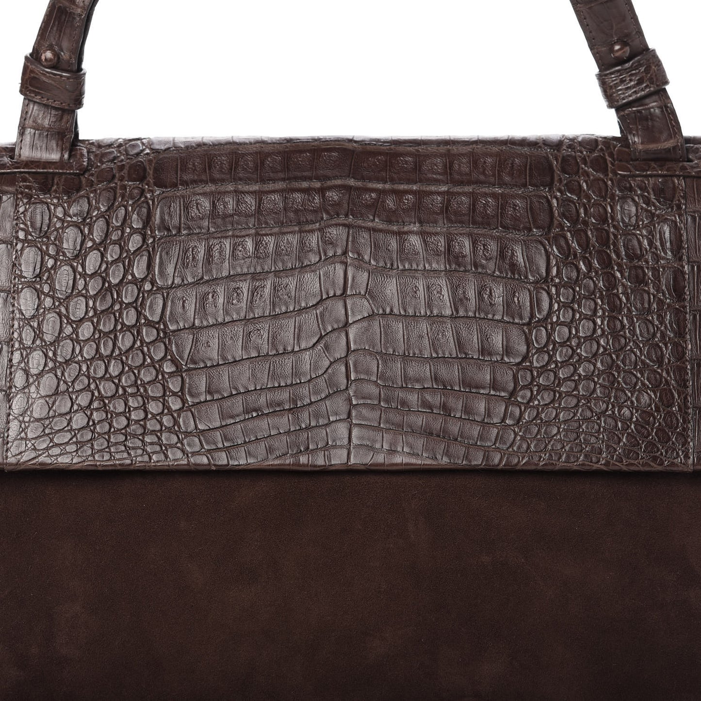 Crocodile Suede Shoulder Bag Brown