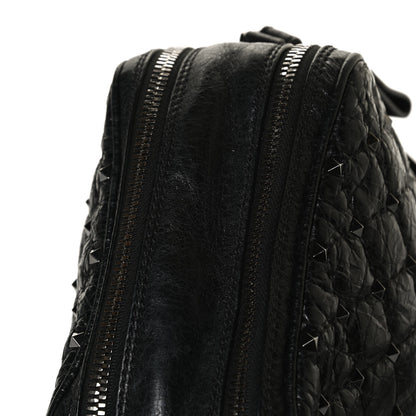 Valentino Garavani Craquele Nappa Rockstud Spike Double Zip Camera Crossbody Bag Black 11 of 12
