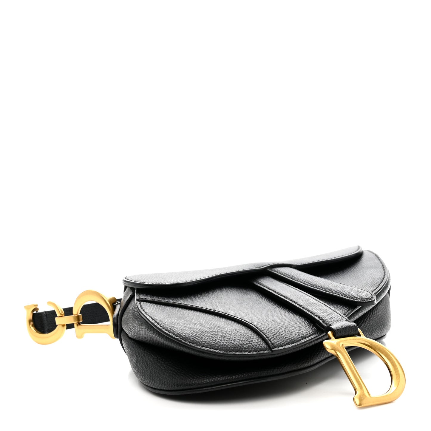 Grained Calfskin Mini Saddle Bag Black