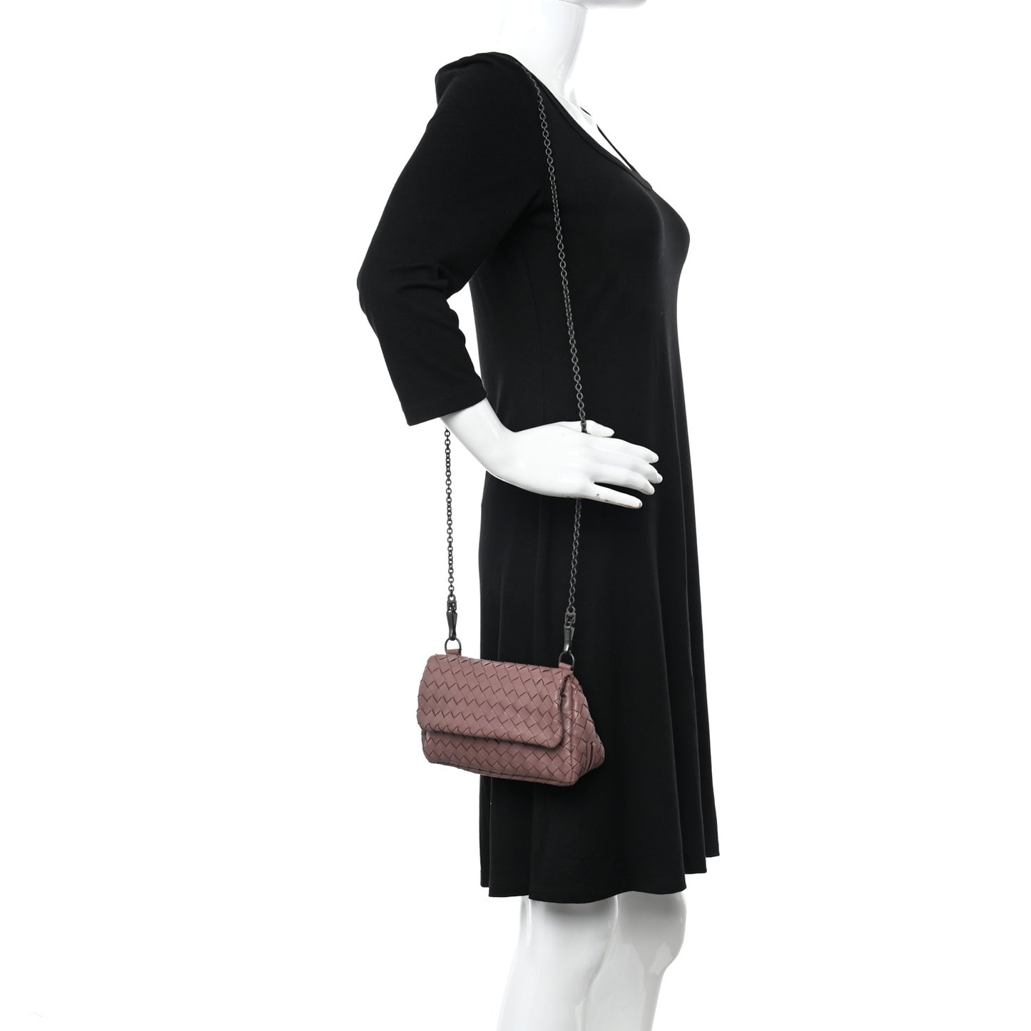 Nappa Intrecciato Small Chain Crossbody Dusty Rose
