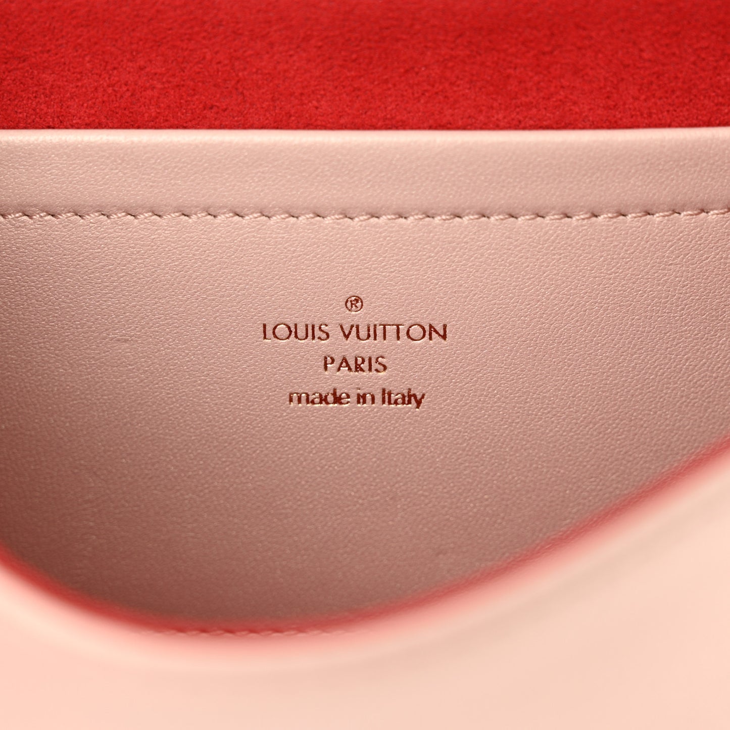 Lambskin Embossed Monogram Fall in Love Pochette Light Pink