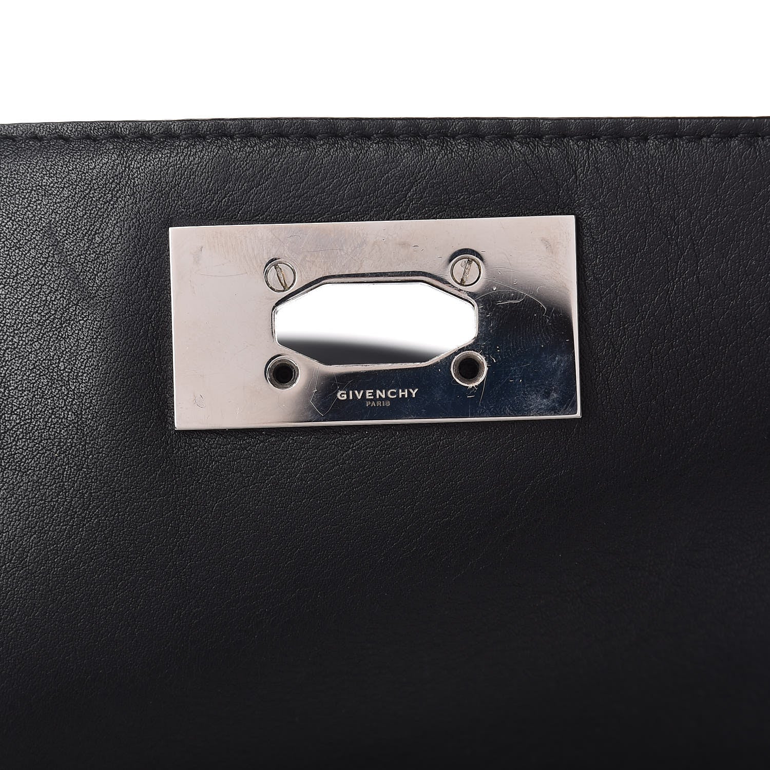 Givenchy Grained Calfskin Studded Medium Shark Lock Satchel Black 14 of 15