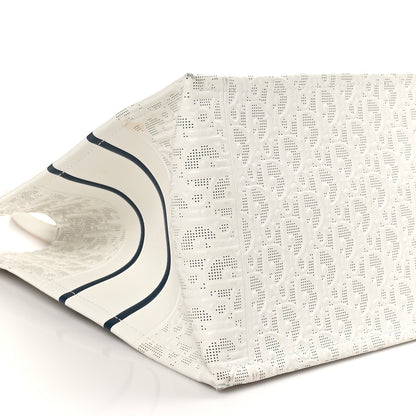 Christian Dior Calfskin Perforated Oblique Medium Book Tote White Blue 8 of 10