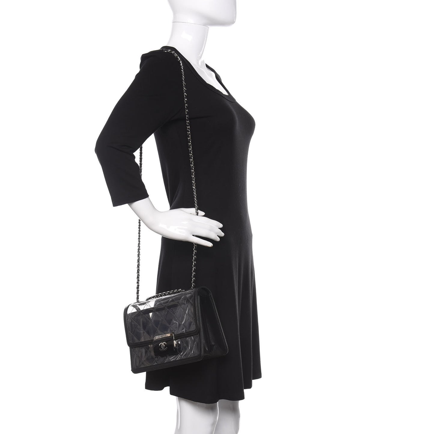 PVC Lambskin Quilted Beauty Lock Flap Black