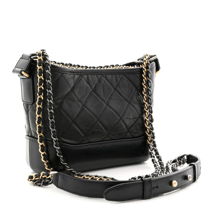 Chanel Aged Calfskin Quilted Small Gabrielle Hobo Black 4 of 23
