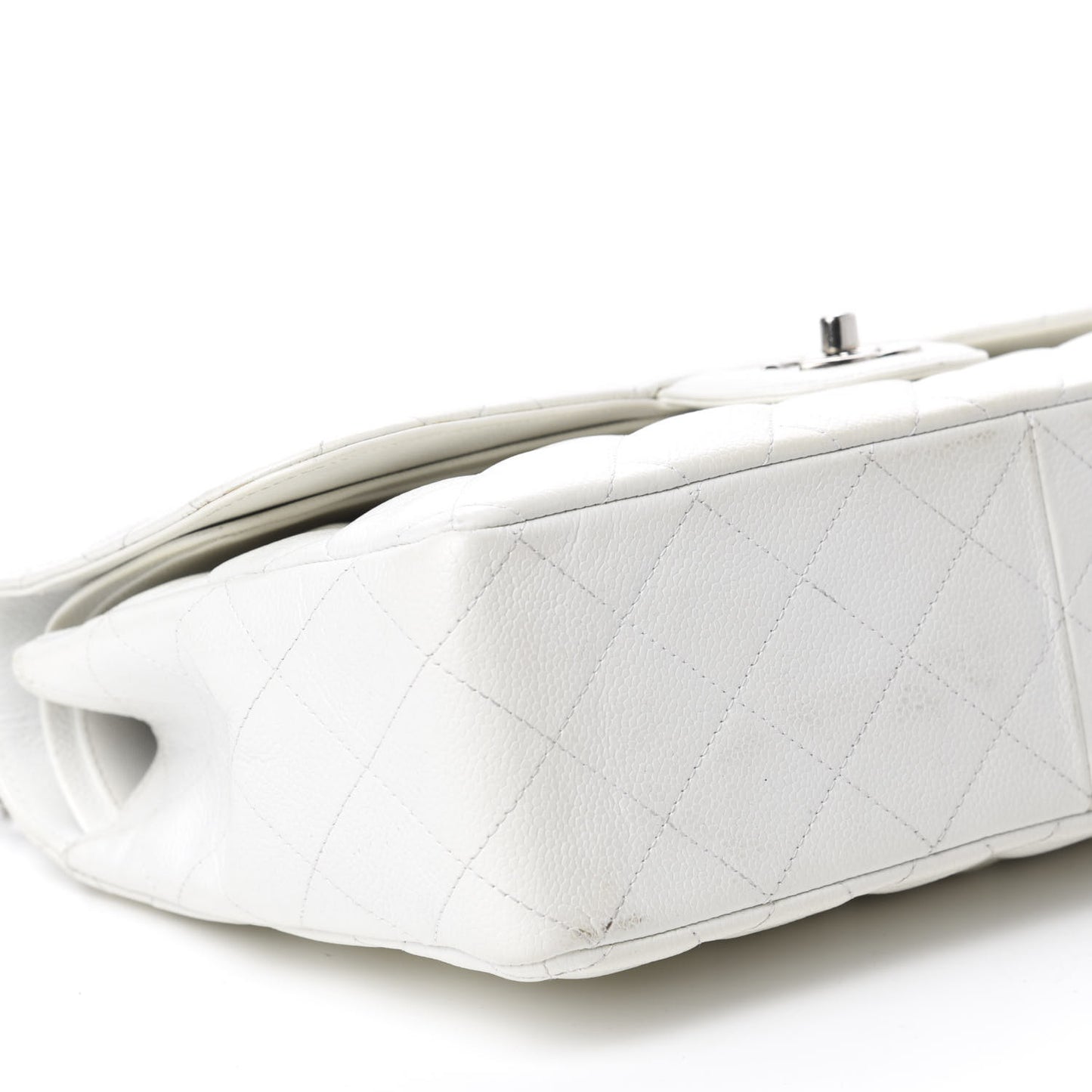 Caviar Quilted Jumbo Double Flap White