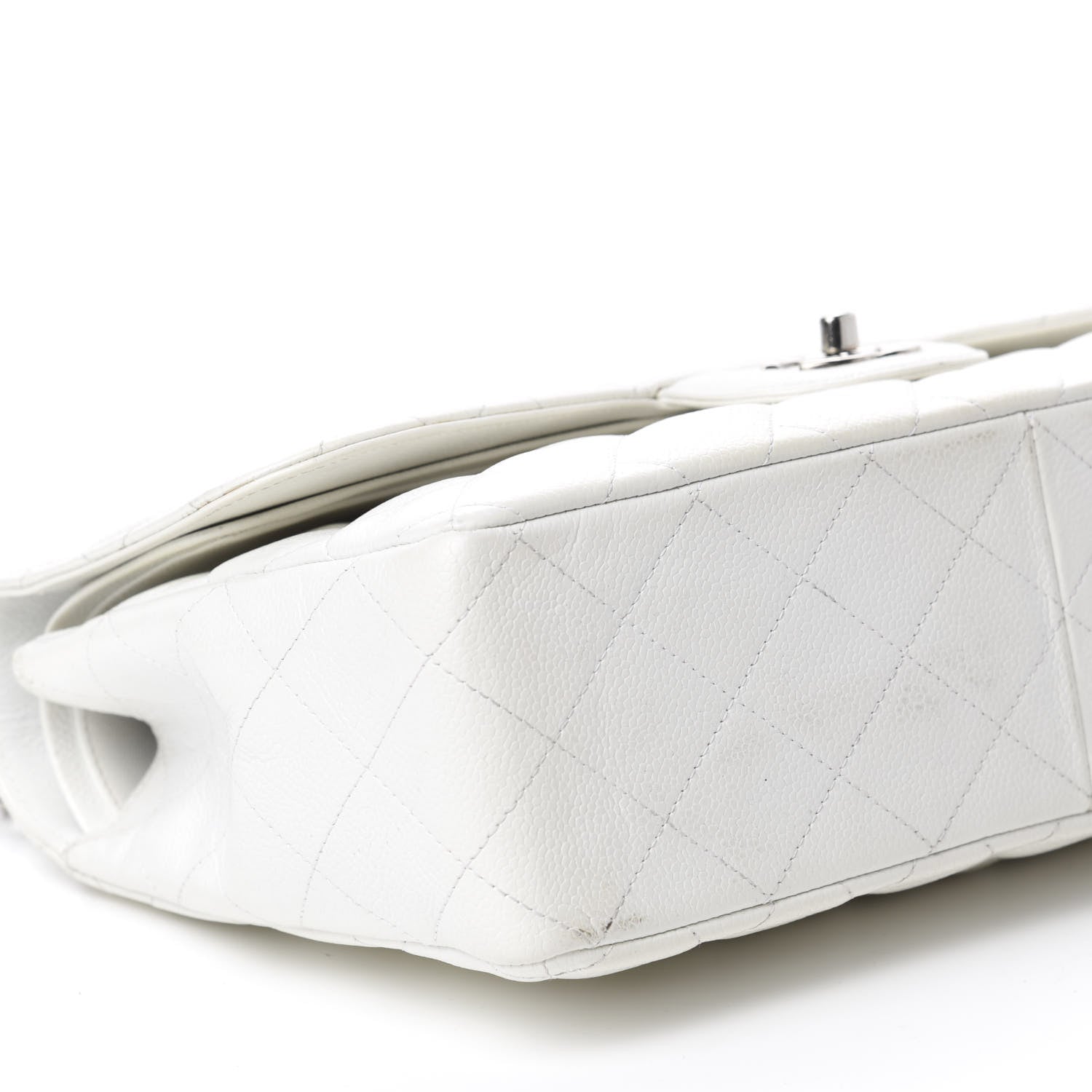 Chanel Caviar Quilted Jumbo Double Flap White 6 of 16