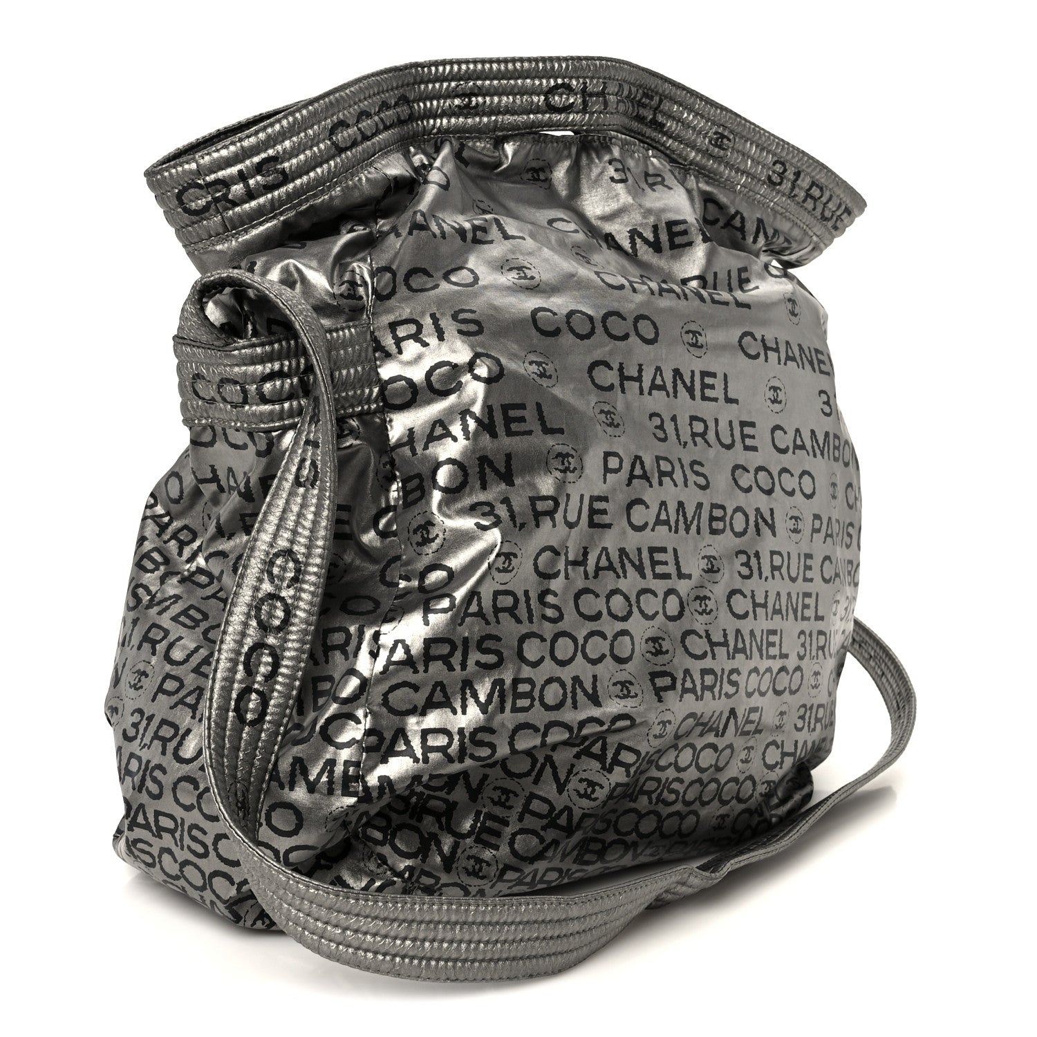 Chanel Lacquered Canvas Ligne Messenger Tote Argent Fonce 3 of 13