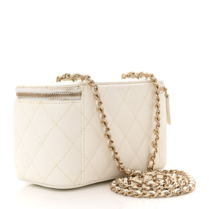 Chanel Caviar Quilted Small Vanity Case With Chain White 3 of 15