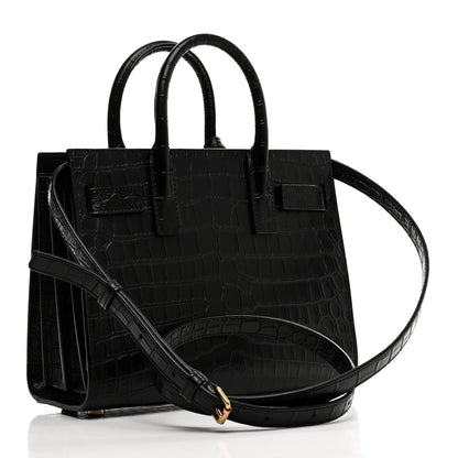 Saint Laurent Calfskin Crocodile Embossed Nano Sac De Jour Black 3 of 10