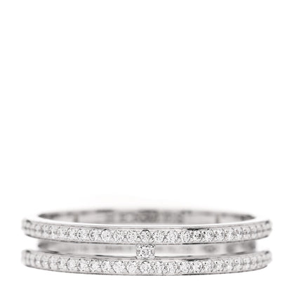 Hermes 18K White Gold Diamond Ariane Wedding Band Ring 52 6 1 of 5