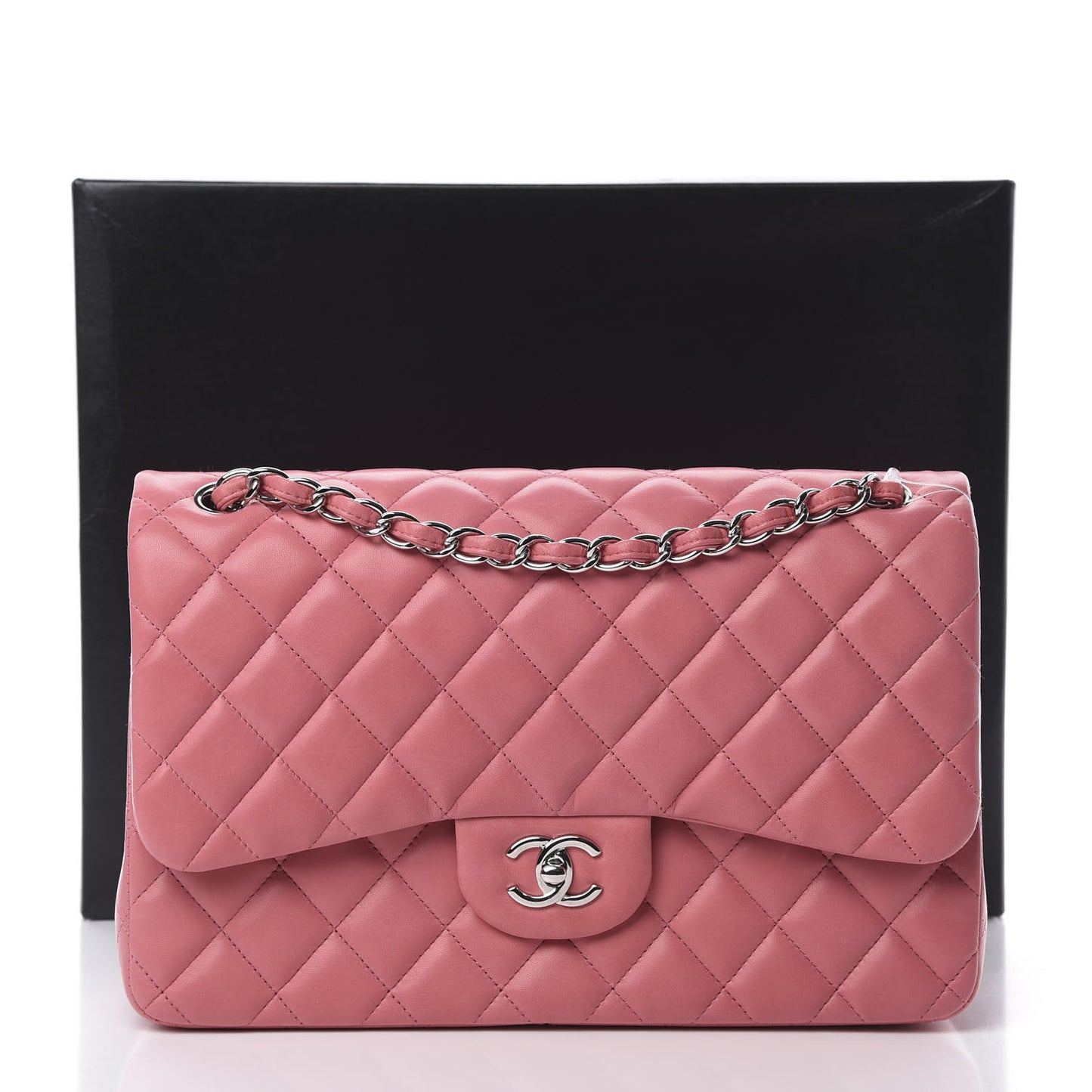 Lambskin Quilted Jumbo Double Flap Pink