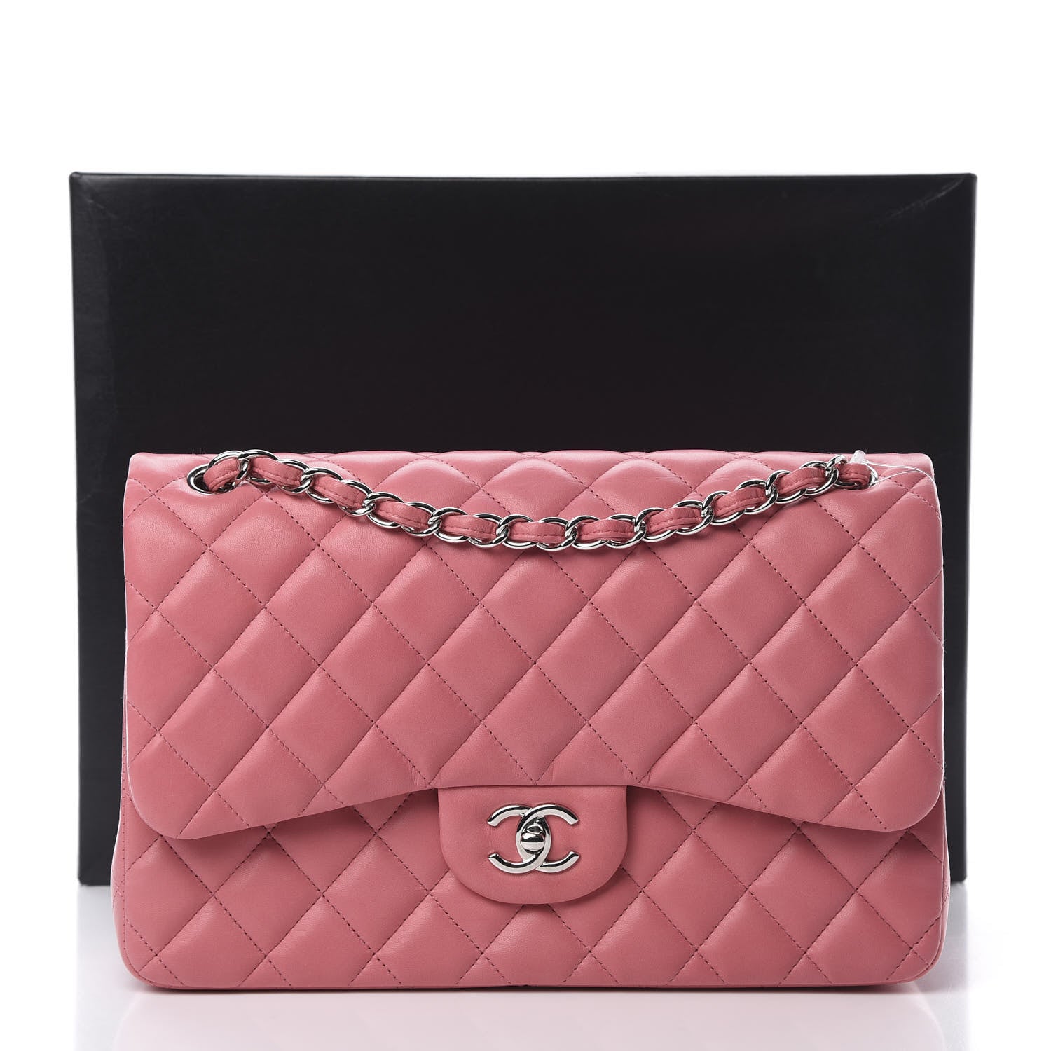 Chanel Lambskin Quilted Jumbo Double Flap Pink 16 of 16