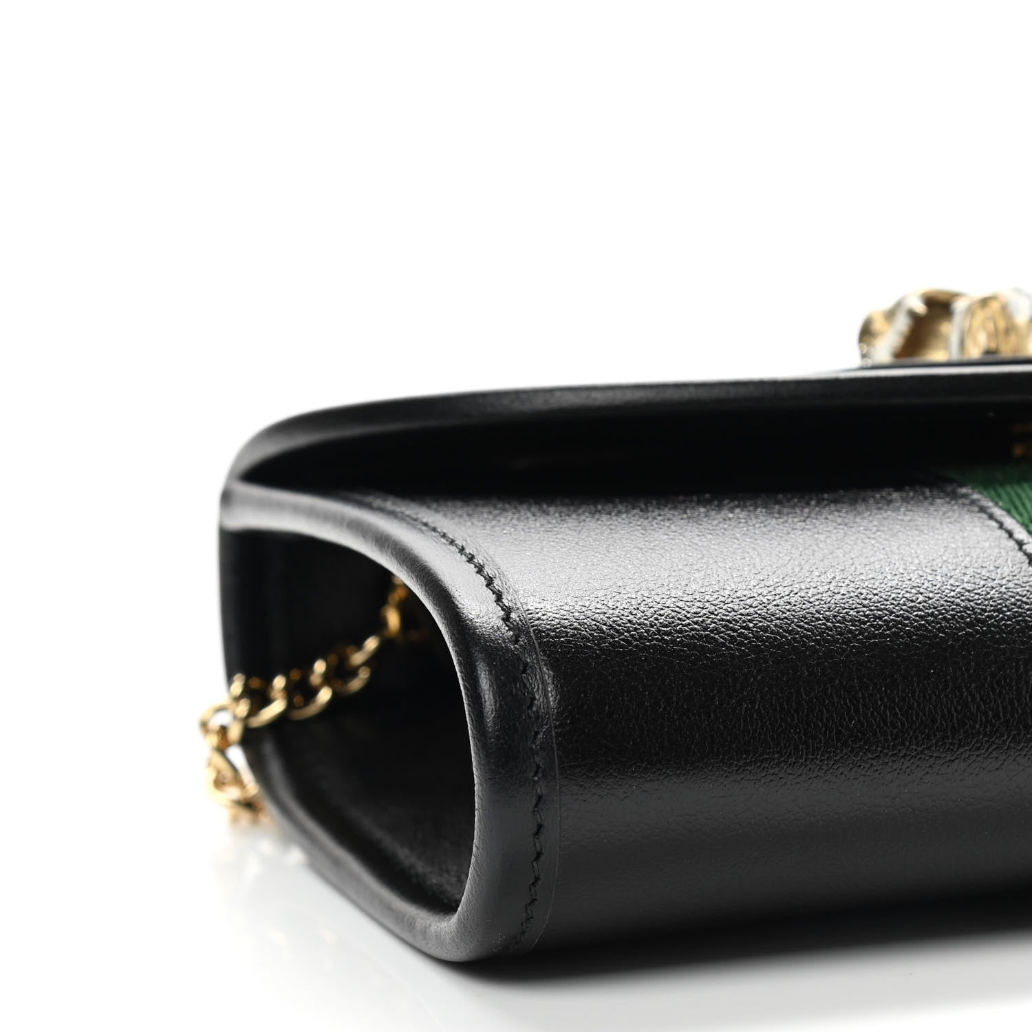 Gucci Textured Calfskin Web Mini Rajah Slim Flap Shoulder Bag Black 9 of 10