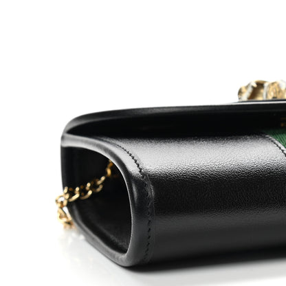 Gucci Textured Calfskin Web Mini Rajah Slim Flap Shoulder Bag Black 9 of 10