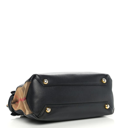 Burberry Calfskin House Check Small Banner Tote Black 4 of 20