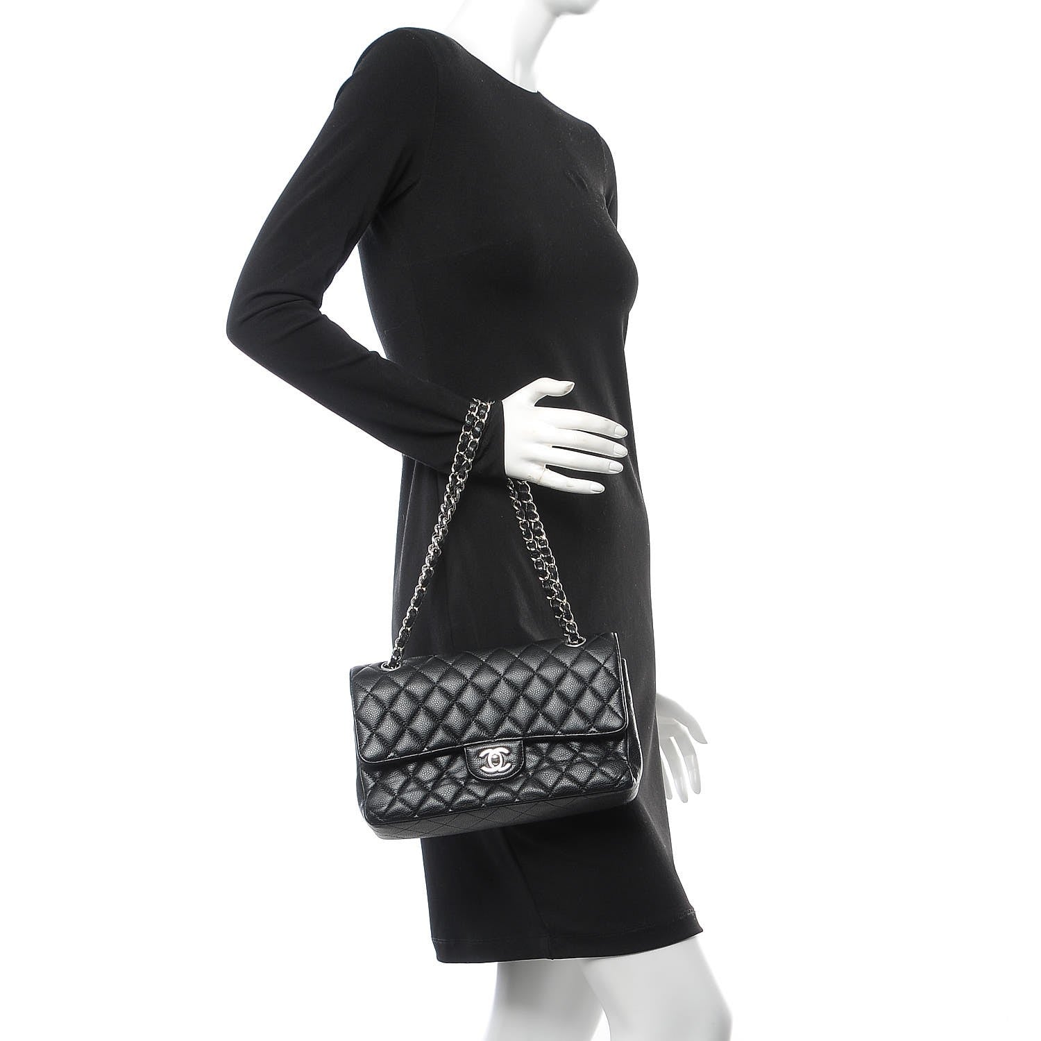 Chanel Caviar Quilted Medium Double Flap Black 2 of 12