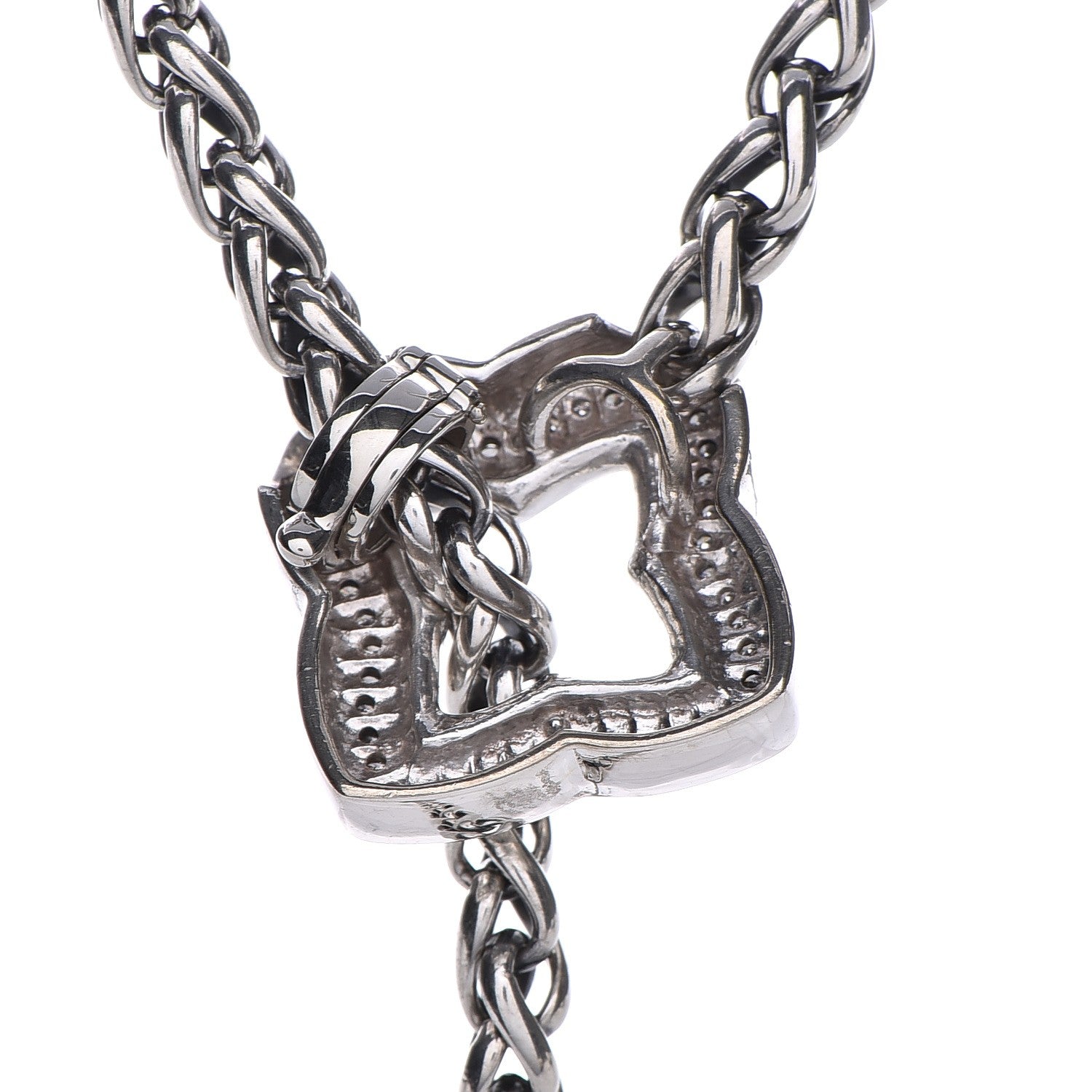David Yurman Sterling Silver Diamond Quatrefoil Lariat Wheat Chain Necklace 6 of 8