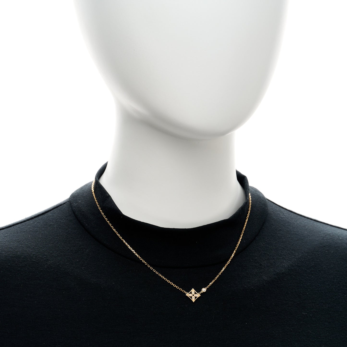 18K Yellow Gold Diamond Idylle Blossom Pendant Pave Necklace