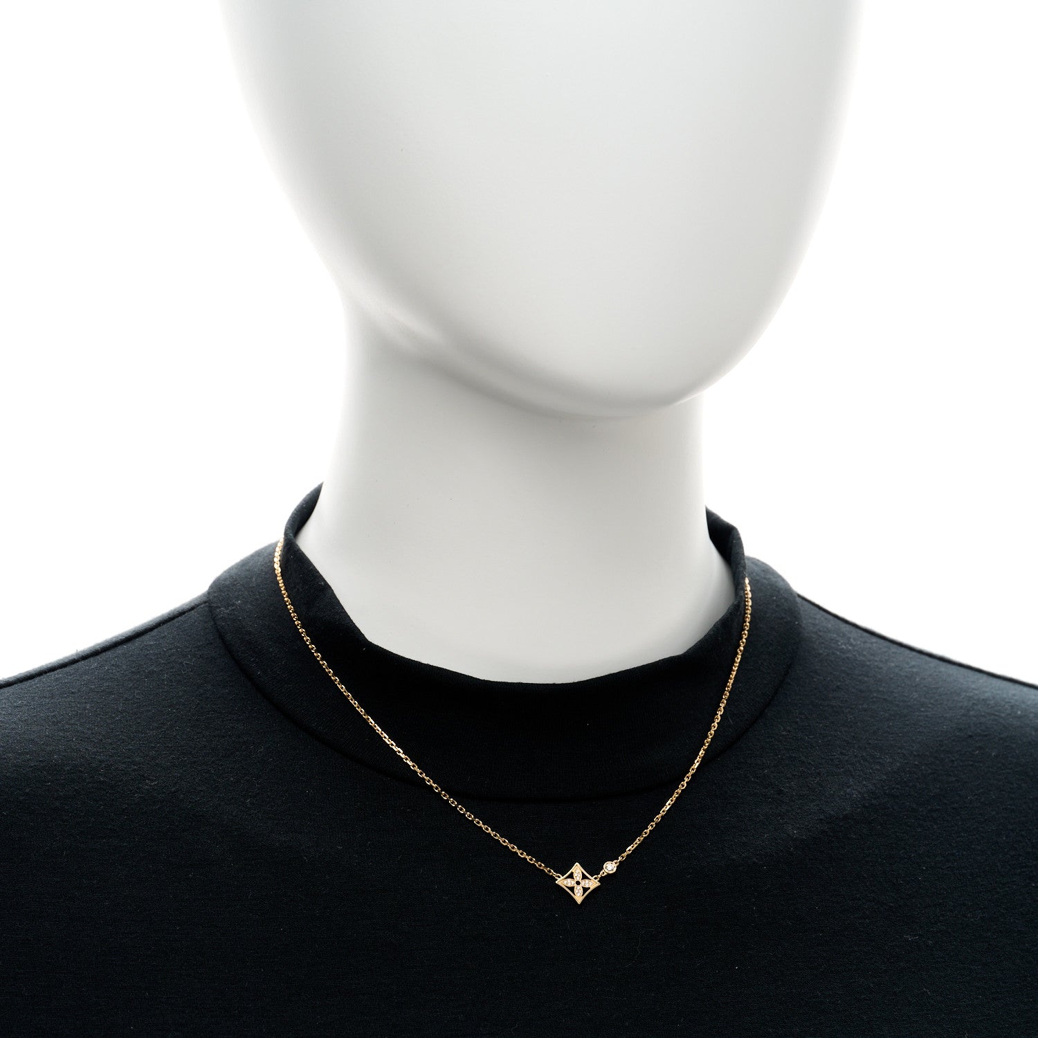 Louis Vuitton 18K Yellow Gold Diamond Idylle Blossom Pendant Pave Necklace 2 of 4