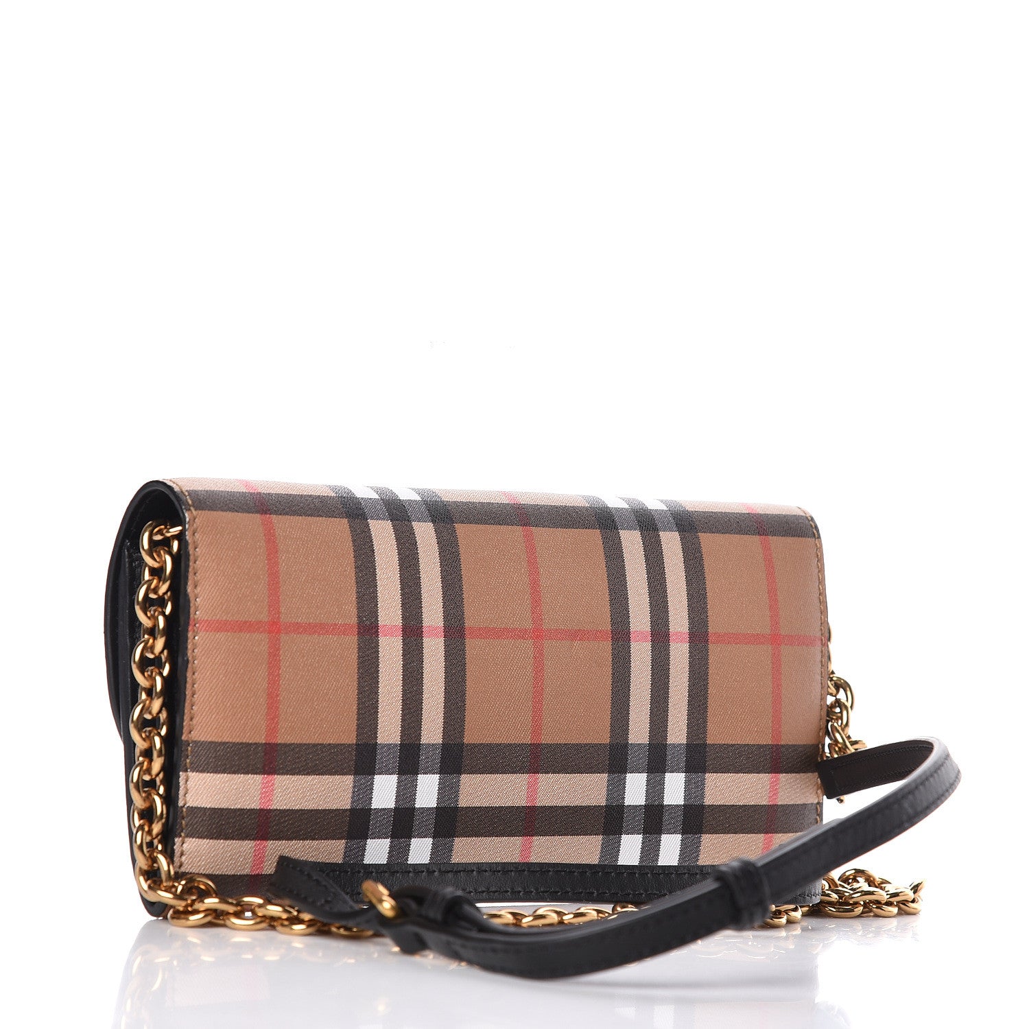 Burberry Vintage Check Henley Wallet On Chain Black 3 of 11