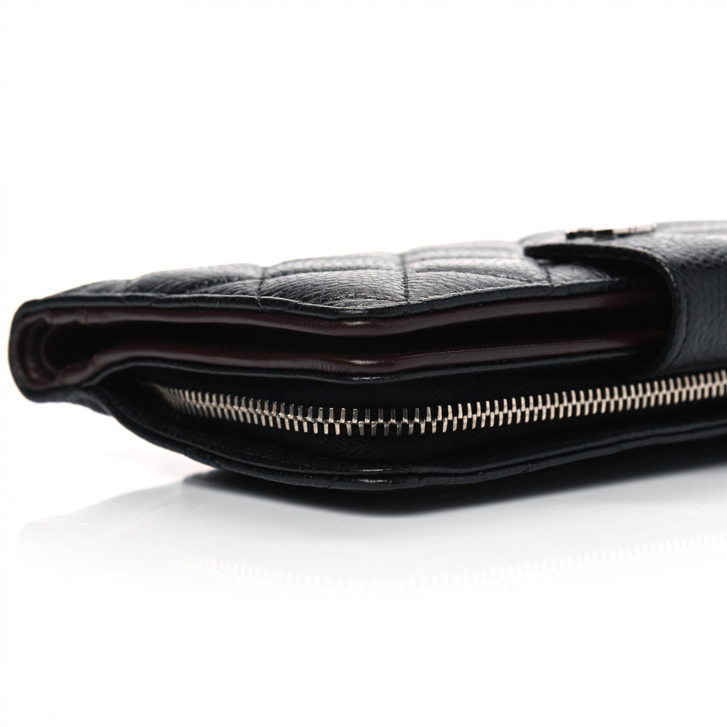 Caviar Quilted Zipped Pocket Wallet Black