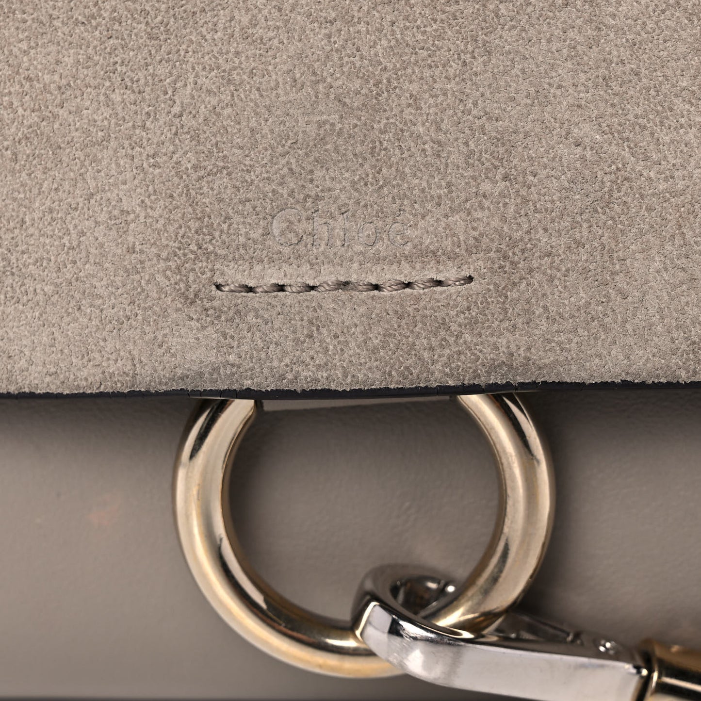 Suede Calfskin Mini Faye Shoulder Bag Motty Grey